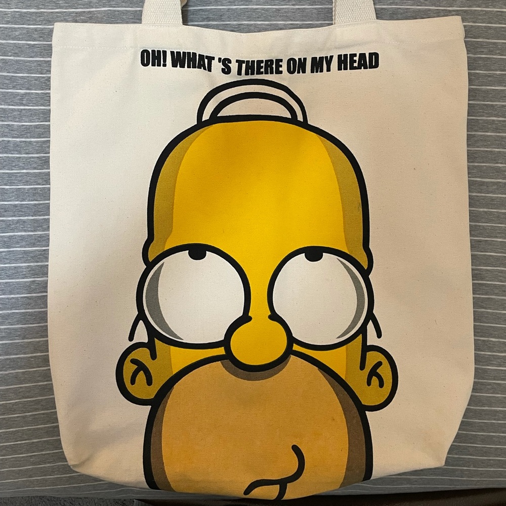 The Simpsons “OH! What’s there on my head?” Print XL Canvas Tote